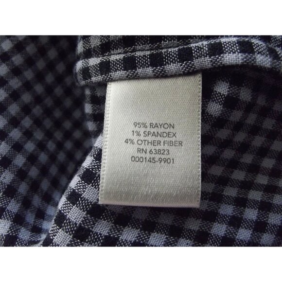 Christopher & Banks Blouse Womens Large Blue Plaid tunic v-neck rayon country - Picture 13 of 15